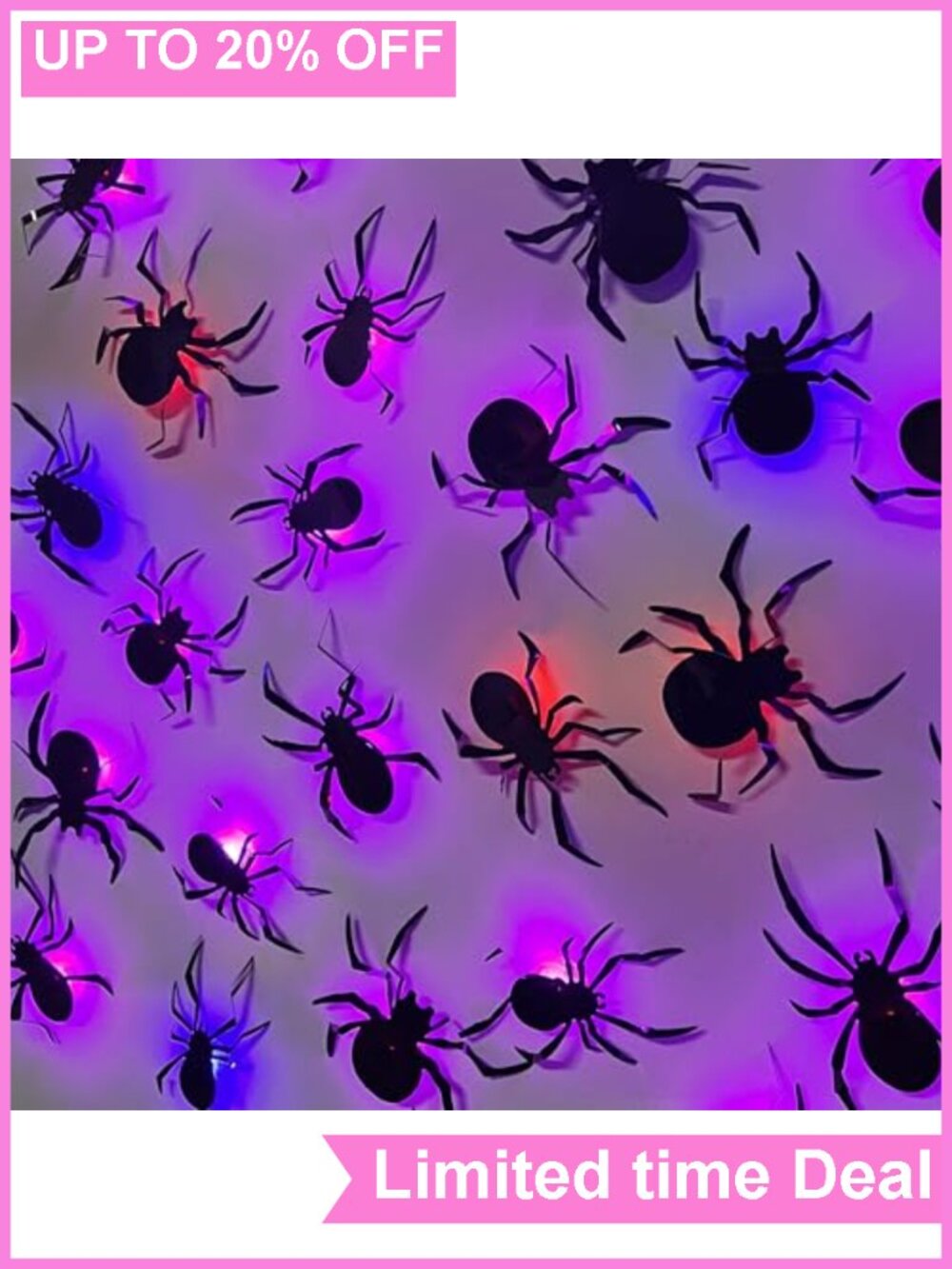 36 Pack Light Up Halloween Spider Wall Decor Window Stickers